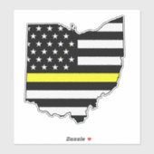 Dunne gele lijn vlag Ohio Sticker (Vel)