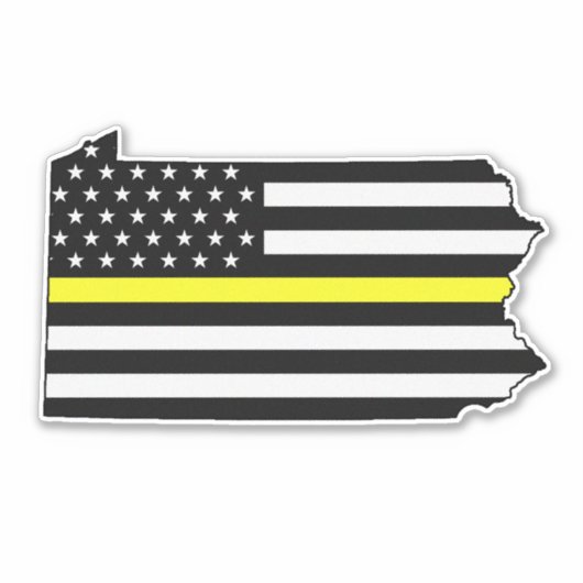 Dunne gele lijn vlag Pennsylvania Sticker (Voorkant)