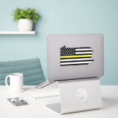 Dunne gele lijn vlag Pennsylvania Sticker (Laptop op bureau)
