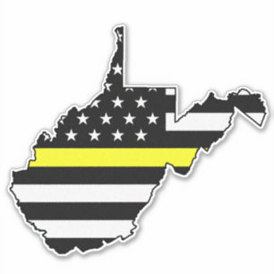 Dunne gele lijn vlag West Virginia Sticker