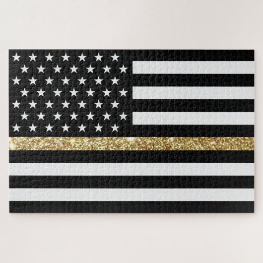 Dunne Glitter Flag gouden lijn Legpuzzel (Horizontaal)