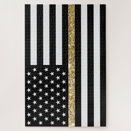 Dunne Glitter Flag gouden lijn Legpuzzel (Verticaal)