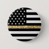 Dunne Glitter Flag gouden lijn Ronde Button 5,7 Cm (Voorkant)