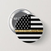 Dunne Glitter Flag gouden lijn Ronde Button 5,7 Cm (Voorkant /achterkant)