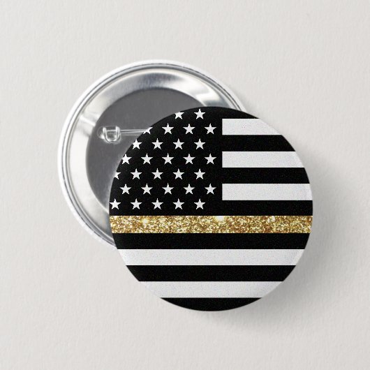 Dunne Glitter Flag gouden lijn Ronde Button 5,7 Cm (Voorkant /achterkant)