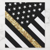 Dunne Glitter Flag gouden lijn Wijn Etiket (Enkel label)