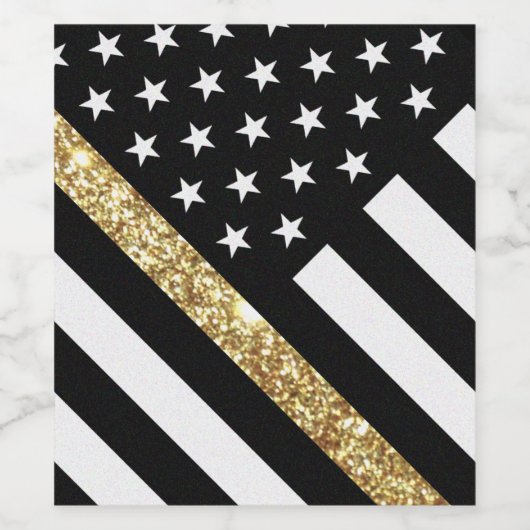 Dunne Glitter Flag gouden lijn Wijn Etiket (Enkel label)