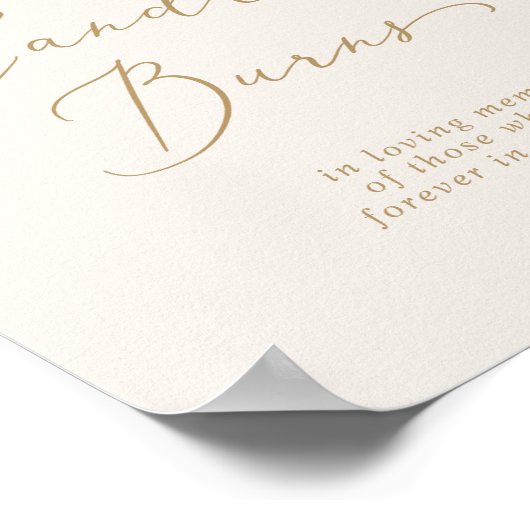Dunne Goud en Crème Deze Kaars Brandt Herdenking Poster (Hoek)
