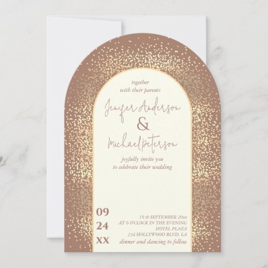 Dunne gouden confetti-mocha-muis alles in een kaart (Voorkant)