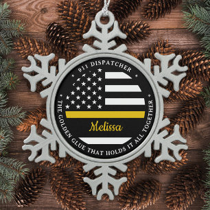 Dunne Gouden Lijn Douane Gouden Lijm 911 Verzender Tin Sneeuwvlok Ornament