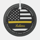 Dunne gouden lijn gepersonaliseerde vlag 911 Dispa Glas Ornament (Voorkant)