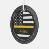 Dunne gouden lijn gepersonaliseerde vlag 911 Dispa Glas Ornament (Voorkant links)