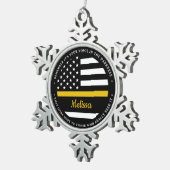 Dunne gouden lijn gepersonaliseerde vlag 911 Dispa Tin Sneeuwvlok Ornament (Rechts)