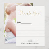 Dunne gouden moderne script volledige foto dank je bedankkaart (Voorkant / Achterkant)