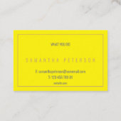 Dunne gouden rand neongeel visitekaartje (Achterkant)