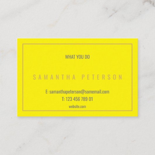 Dunne gouden rand neongeel visitekaartje (Achterkant)