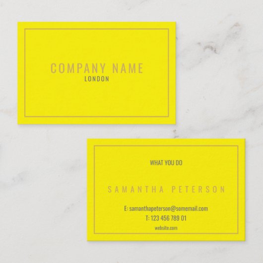 Dunne gouden rand neongeel visitekaartje (Voorkant / Achterkant)