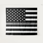 Dunne grijze lijn Amerikaanse vlag Monogram Wandkleed (Voorkant (horizontaal))