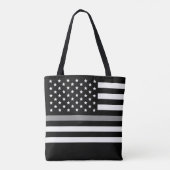 Dunne Grijze Lijn Amerikaanse Vlag Monogrammed Naa Tote Bag (Achterkant)