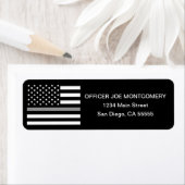 Dunne grijze lijn Amerikaanse vlag retouradres Etiket (Insitu)