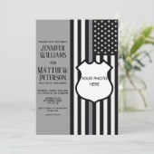 Dunne grijze lijn badge foto invoegen kaart (Staand voorkant)