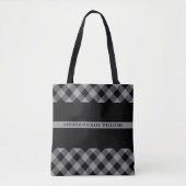 Dunne grijze lijn correctief buffelspelmonogram tote bag (Voorkant)
