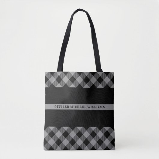 Dunne grijze lijn correctief buffelspelmonogram tote bag (Voorkant)