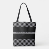 Dunne grijze lijn correctief buffelspelmonogram tote bag (Achterkant)