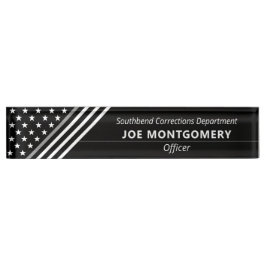 Dunne grijze lijn correctiestars stripes monogram naambordje