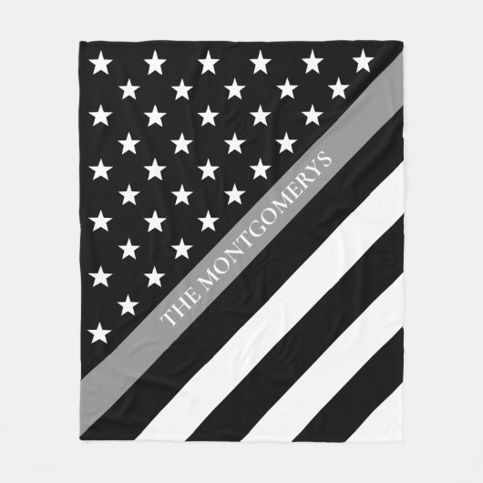 Dunne grijze lijn Correctieve naam vlaggenmonogram Fleece Deken (Voorkant)