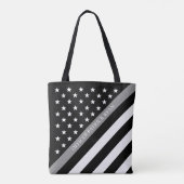 Dunne grijze lijn, gecorrigeerd Amerikaans vlagmon Tote Bag (Achterkant)