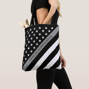 Dunne grijze lijn, gecorrigeerd Amerikaans vlagmon Tote Bag