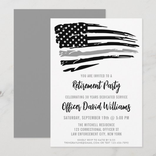 Dunne grijze lijn gepensioneerde gevangenisbewaard kaart (Voorkant / Achterkant)