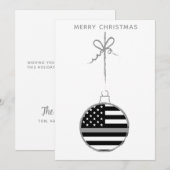 Dunne Grijze Lijn Kerst Correctionele Officier Feestdagenkaart (Voorkant / Achterkant)