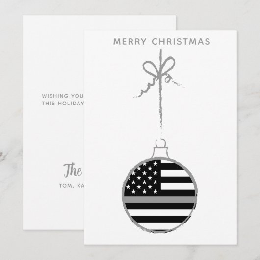 Dunne Grijze Lijn Kerst Correctionele Officier Feestdagenkaart (Voorkant / Achterkant)