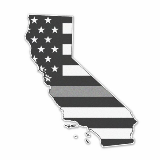 Dunne Grijze Lijn Vlag Californië Sticker (Voorkant)