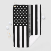 Dunne Grijze Lijn Vlag Correctieambtenaar Monogram Golfhanddoek (Insitu)