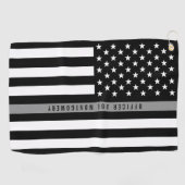 Dunne Grijze Lijn Vlag Correctieambtenaar Monogram Golfhanddoek (Horizontaal)