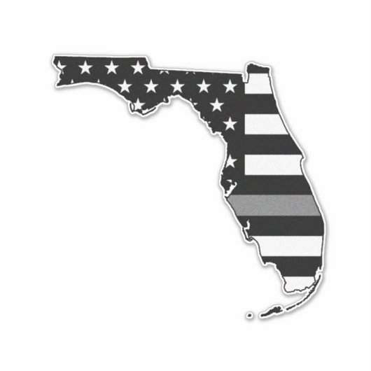 Dunne grijze lijn vlag Florida Sticker (Voorkant)