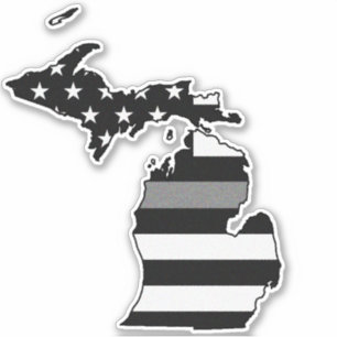 Dunne Grijze Lijn Vlag Michigan Sticker