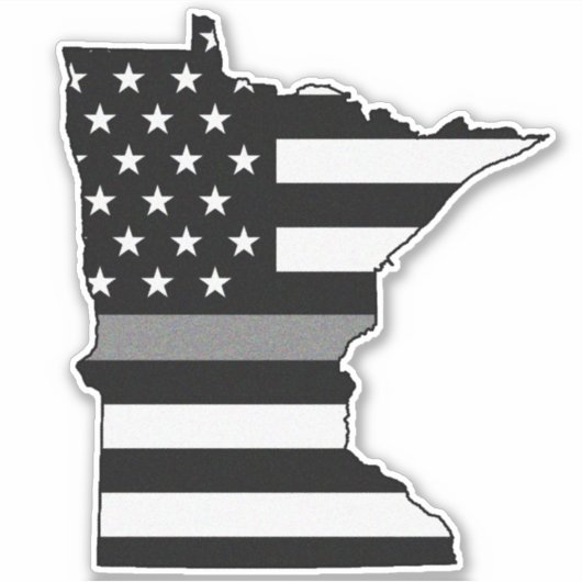 Dunne Grijze Lijn Vlag Minnesota Sticker (Voorkant)