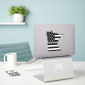 Dunne Grijze Lijn Vlag Minnesota Sticker (Laptop op bureau)