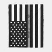 Dunne grijze lijn vlag Monogram MED Fleece Deken (Voorkant)