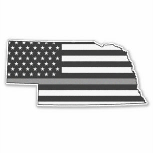 Dunne grijze lijn vlag Nebraska Sticker