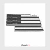 Dunne grijze lijn vlag Nebraska Sticker (Vel)