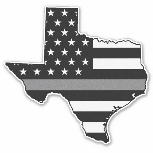 Dunne grijze lijn vlag Texas Sticker (Voorkant)