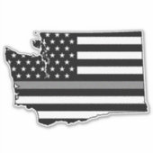 Dunne Grijze Lijn Vlag Washington Sticker (Voorkant)