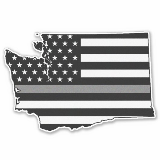 Dunne Grijze Lijn Vlag Washington Sticker (Voorkant)