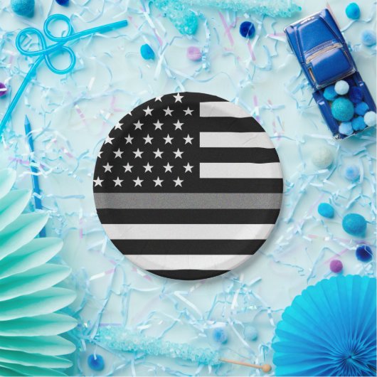 Dunne grijze lijnvlag papieren bordje (Feest)