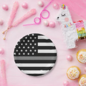 Dunne grijze lijnvlag papieren bordje (Feest)